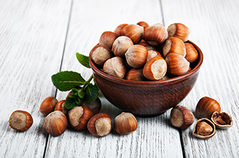 Bowl with hazelnuts